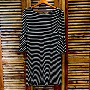 Ann Taylor 3/4 Sleeve Black & White Striped Dress - Size 10